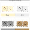 Exhibición de diversos sujetadores de presión magnéticos metálicos en colores Oro, Plata, Negro, y Bronce.