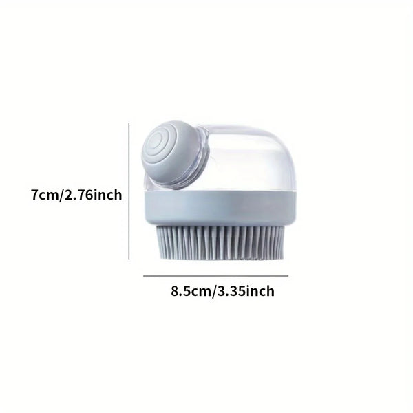 Brosse de bain en silicone pour animaux avec distributeur de savon