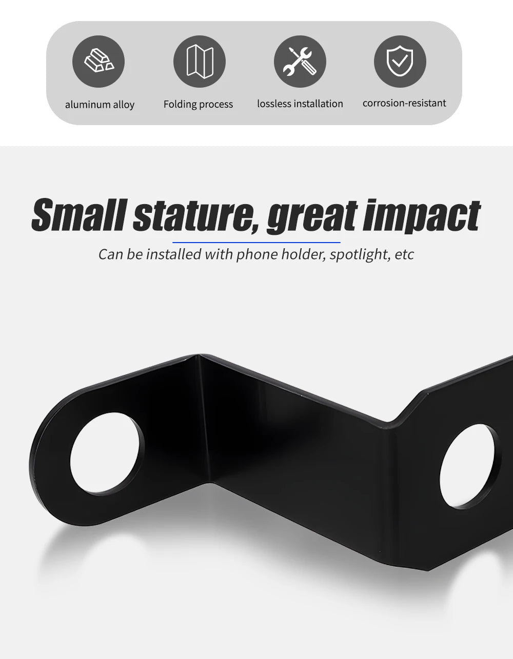 Motorcycle Z-Shaped Mirror Bracket for LED Light Mounting