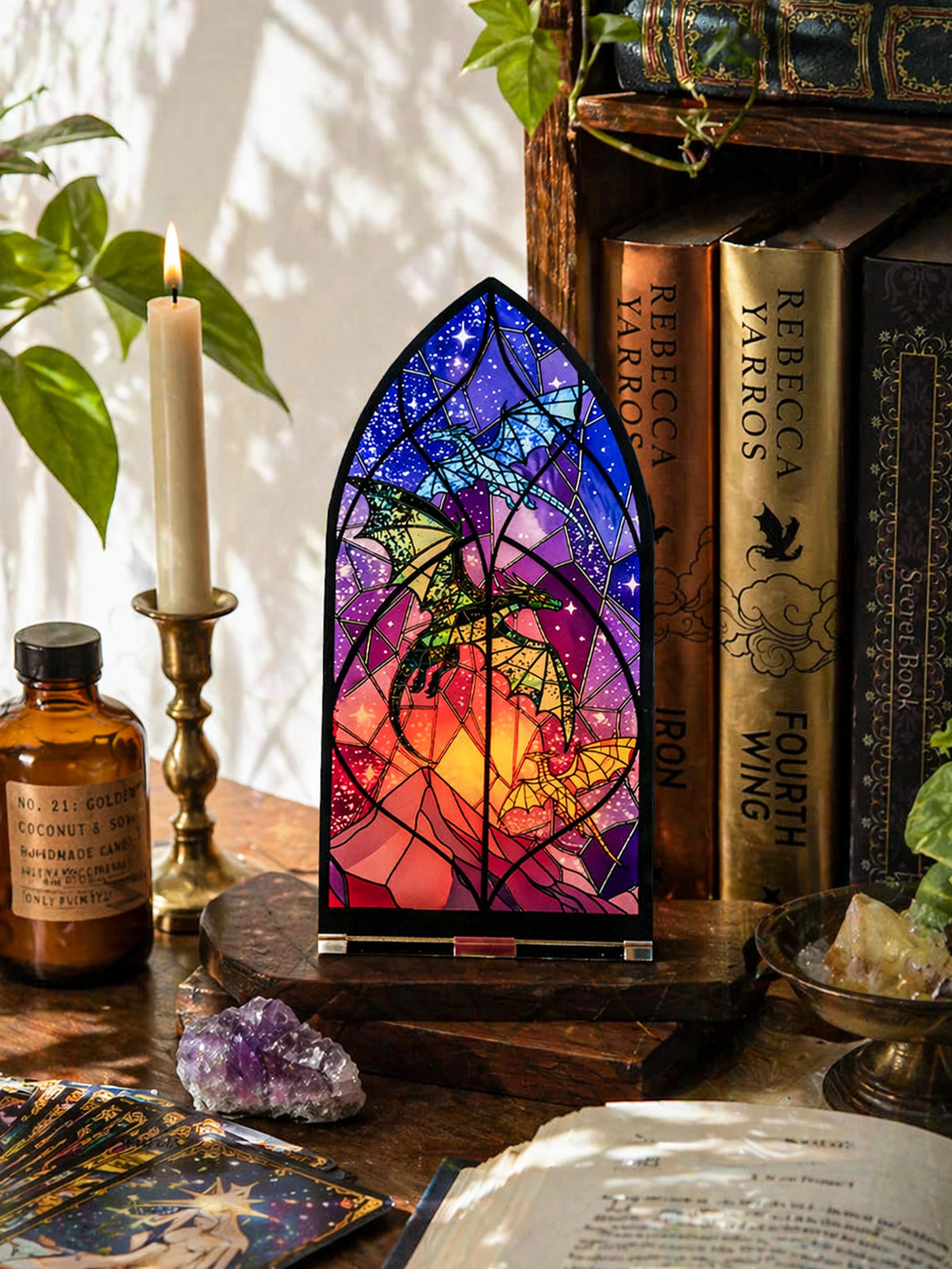 Acrylic Rose Gothic Arch Bookend for Bookshelf Decor
