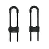 A pair of black adjustable U-shaped child safety cabinet locks for knob handles.
