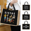 Vintage Jute Shopping Tote Bag with Waterproof Lining