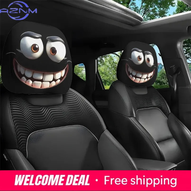 Cartoon Big-Eyed Car Headrest Cover Set (2 Pack)