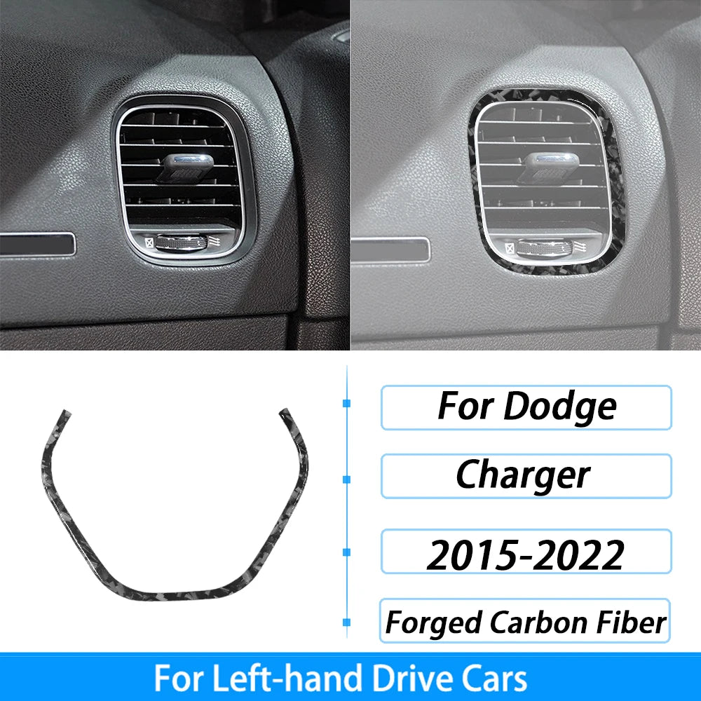 Compteur de vitesse et garniture de ventilation en fibre de carbone forgée pour une Dodge Charger à conduite à gauche