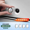 A hand is shown placing a clear lens protector onto a camera lens on a car, with multiple protectors displayed below.