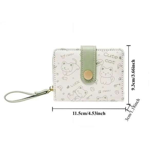 Cute Cat PU Leather Wallet with Zipper