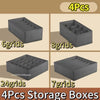 Four gray fabric storage boxes with different grid configurations including 6, 8, 24, and 7 grids.