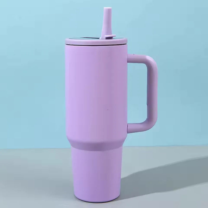 40 oz Insulated Tumbler with Handle and Straw