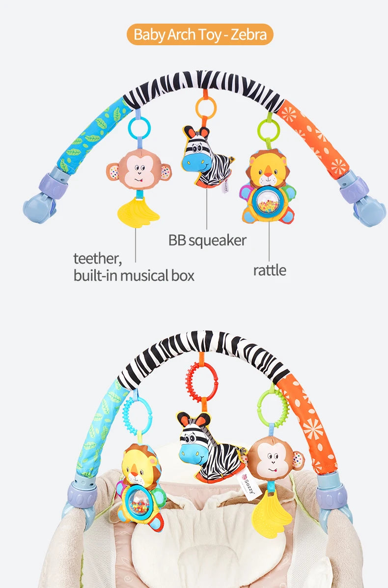 Adjustable Musical Activity Arch Toy for Baby Strollers and Car Seats