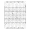 Clear acrylic quilting ruler with a dual scale grid and 1/4 inch seam guide marked on the acrylic surface.