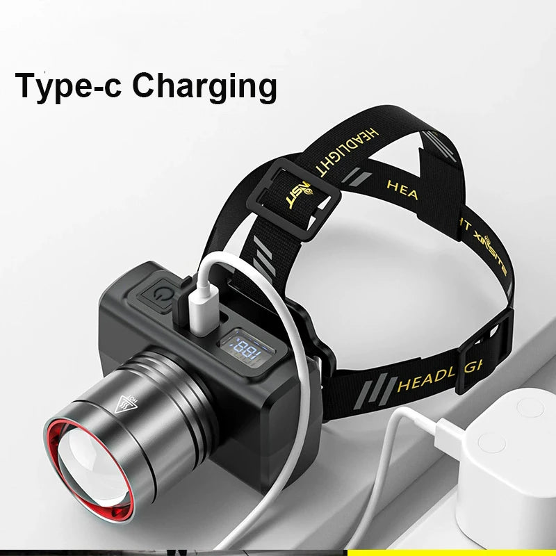 Motion-Sensor LED Headlamp with Zoom and USB-C Charging