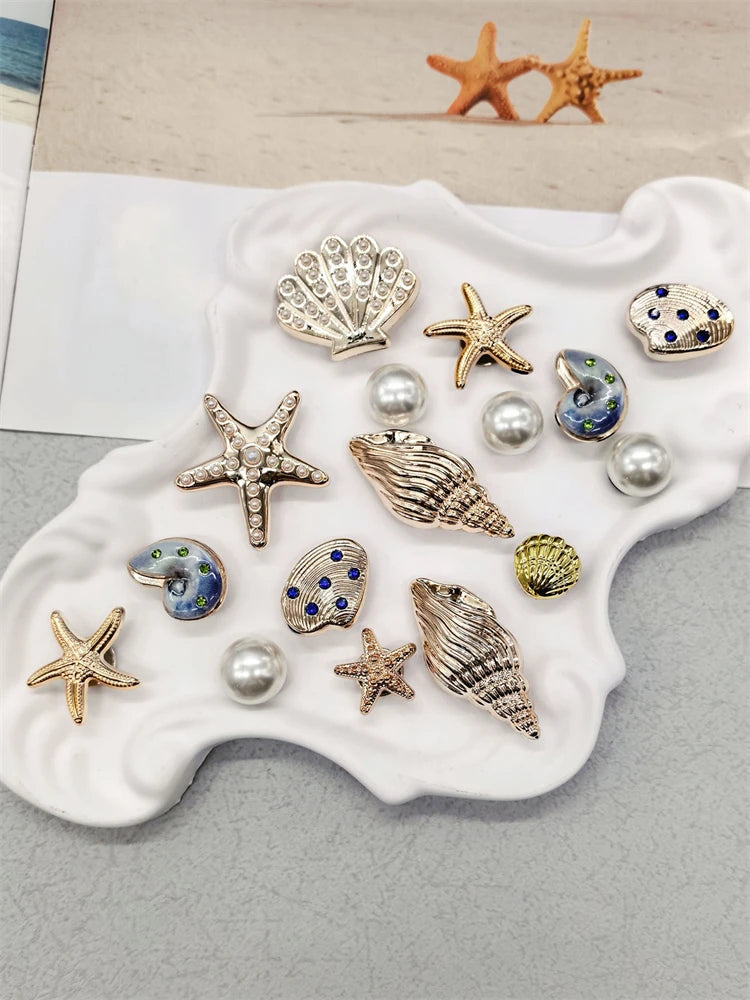 Beach-Themed Shoe Charms Set - 16 Pieces