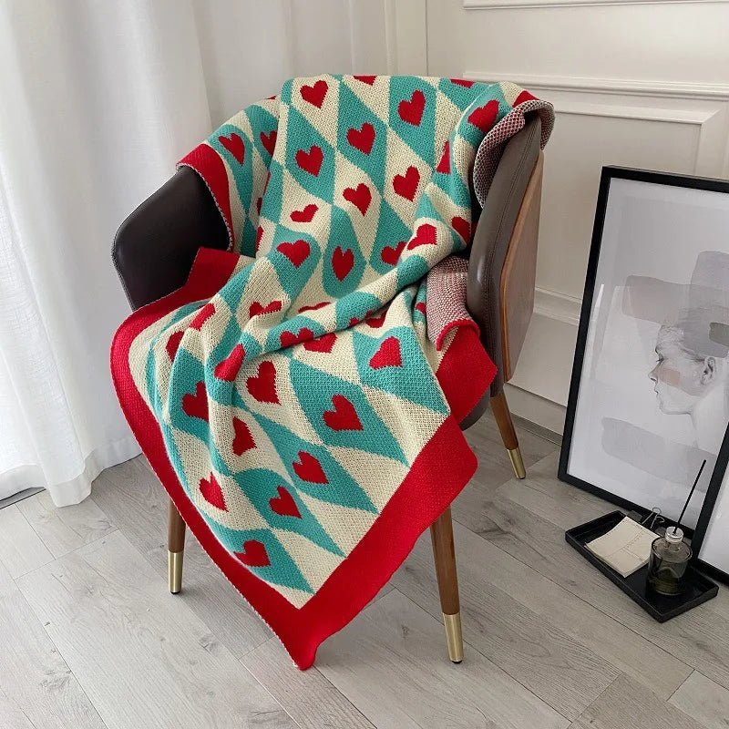 Herz-Jacquard-Decke