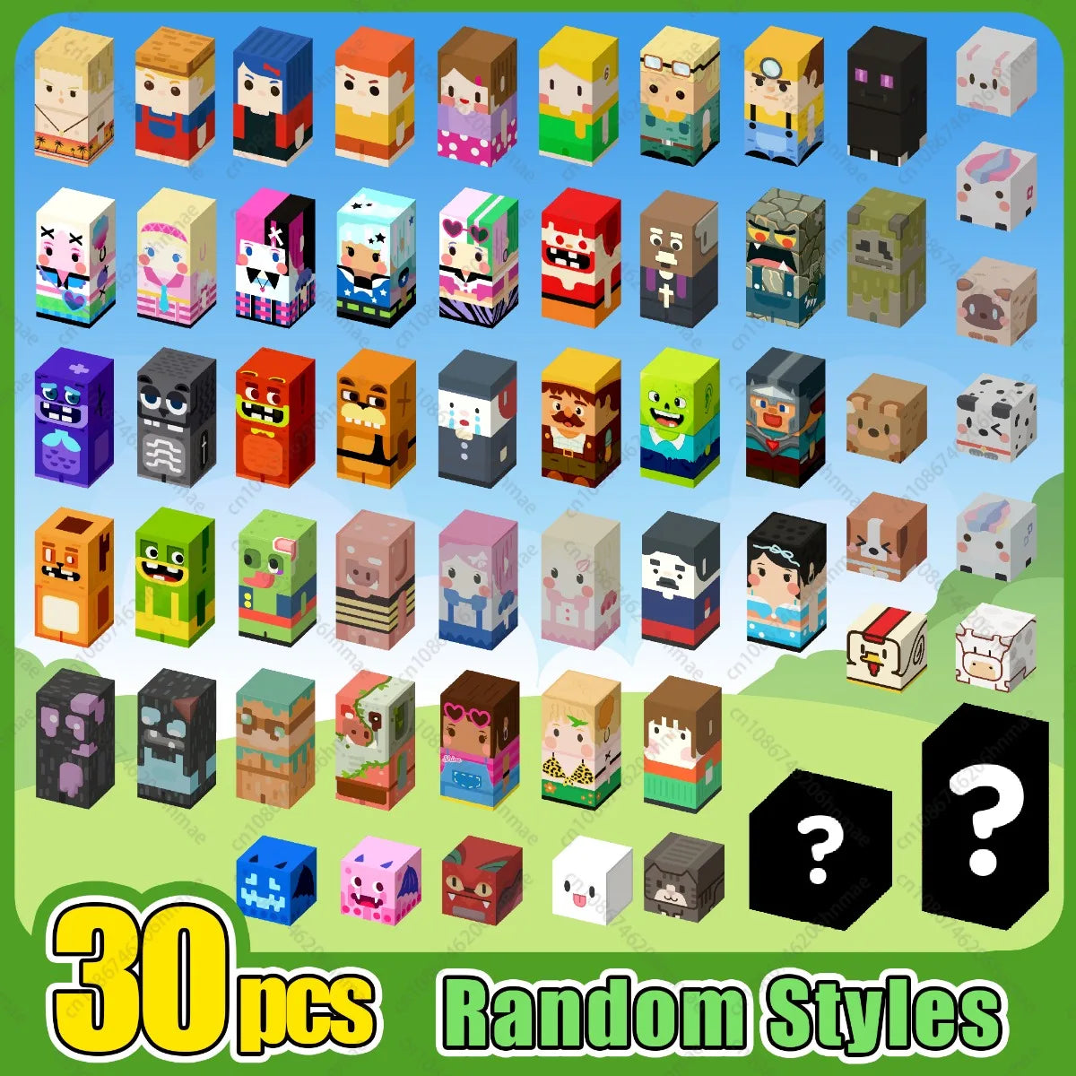 Magnetic Building Blocks with Mini Worlds and Character Figures