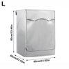 A rectangular, light gray waterproof washing machine cover with a roll edge design.