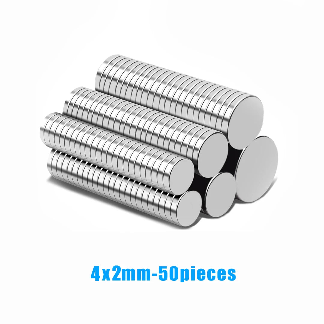 50 pieces of 4x2mm silver refrigerator magnets stacked together