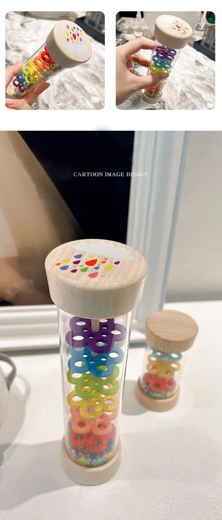Wooden Rainmaker Musical Instrument for Kids