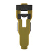 A yellow and black door latch mortise installation kit with a chisel guide.