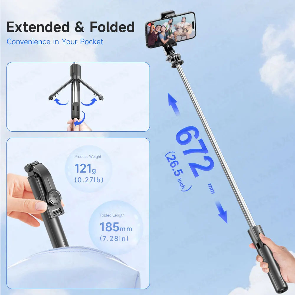 Portable Selfie Stick Tripod with Bluetooth Remote