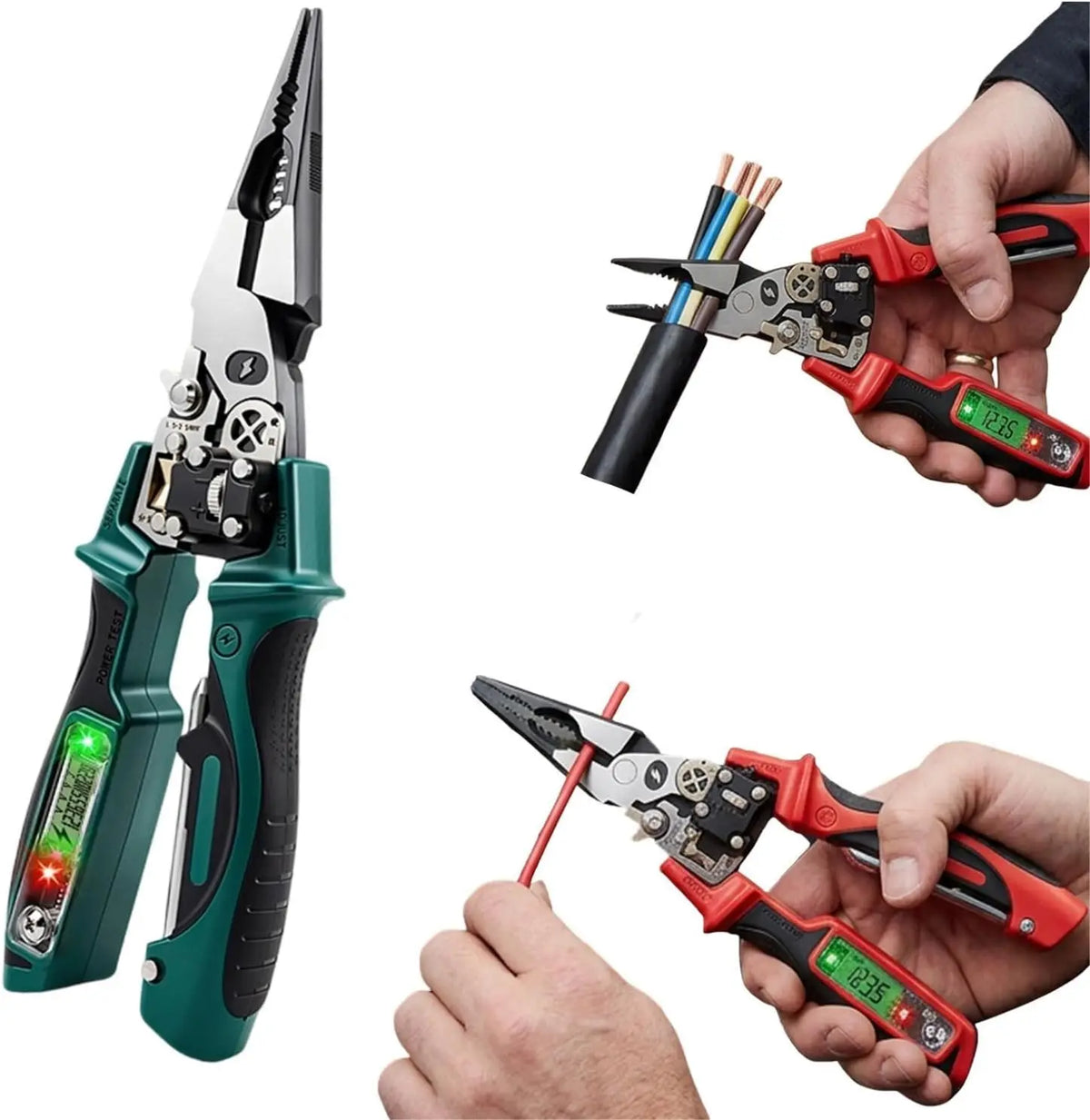 Multifunctional Wire Stripping Pliers with Digital Voltage Tester