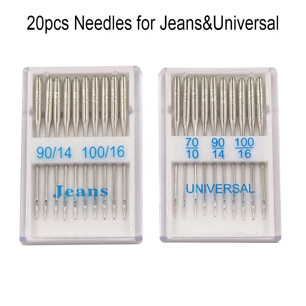 Universal Sewing Machine Needles Kit – 20 Pack, Multiple Sizes (65/9–100/16)