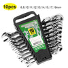 Ratcheting Spanner Set with Flexible Head – 72-Tooth Design