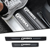A set of four black PU leather door sill protector stickers for a Ford F-150 vehicle.