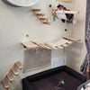 Wall-Mounted Wooden Cat Climbing Shelf with Sisal Scratching Post