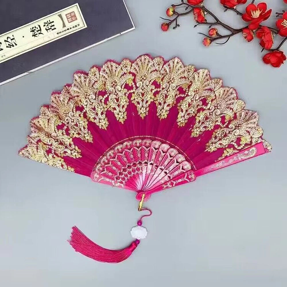 Elegant Hanfu Folding Fan for Dance, Parties & Home Decor