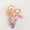 Pink Glitter Butterfly Keychain with Tassel