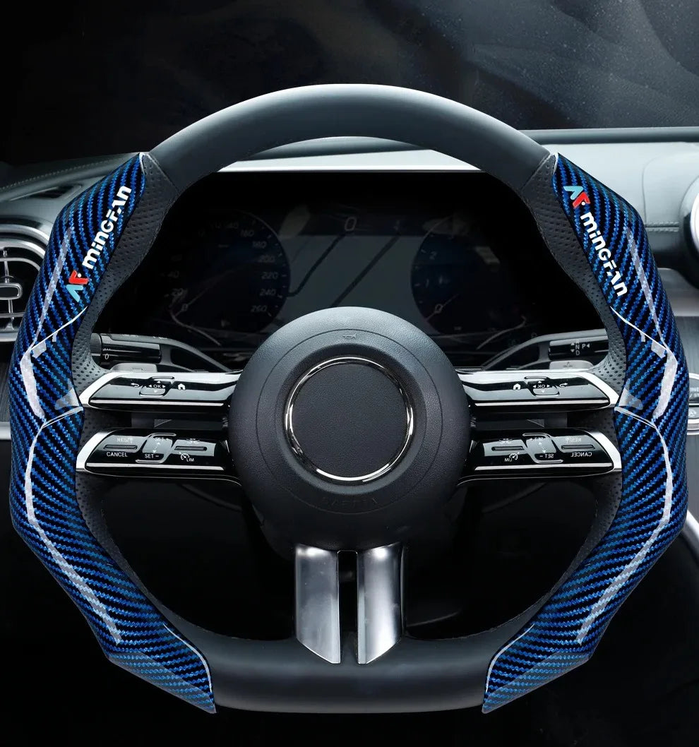 Carbon Fiber Texture Steering Wheel Cover - Anti-Slip & Comfortable Grip