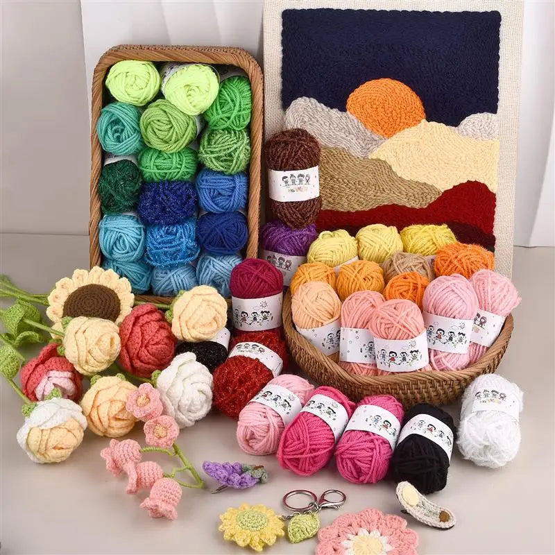 12-Color Soft Acrylic Yarn Set for Knitting & Crochet