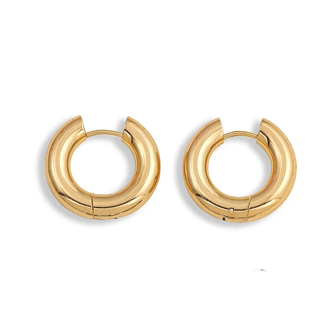 Geometric Gold Plated Huggie Hoop Earrings