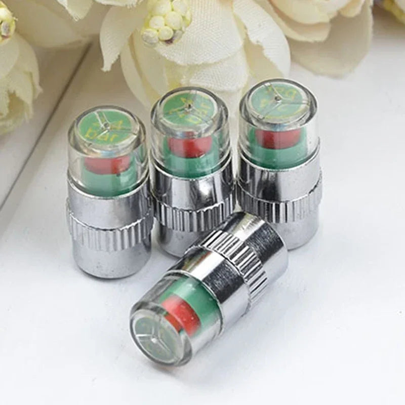 Tire Pressure Indicator Valve Caps with Visual Warning System