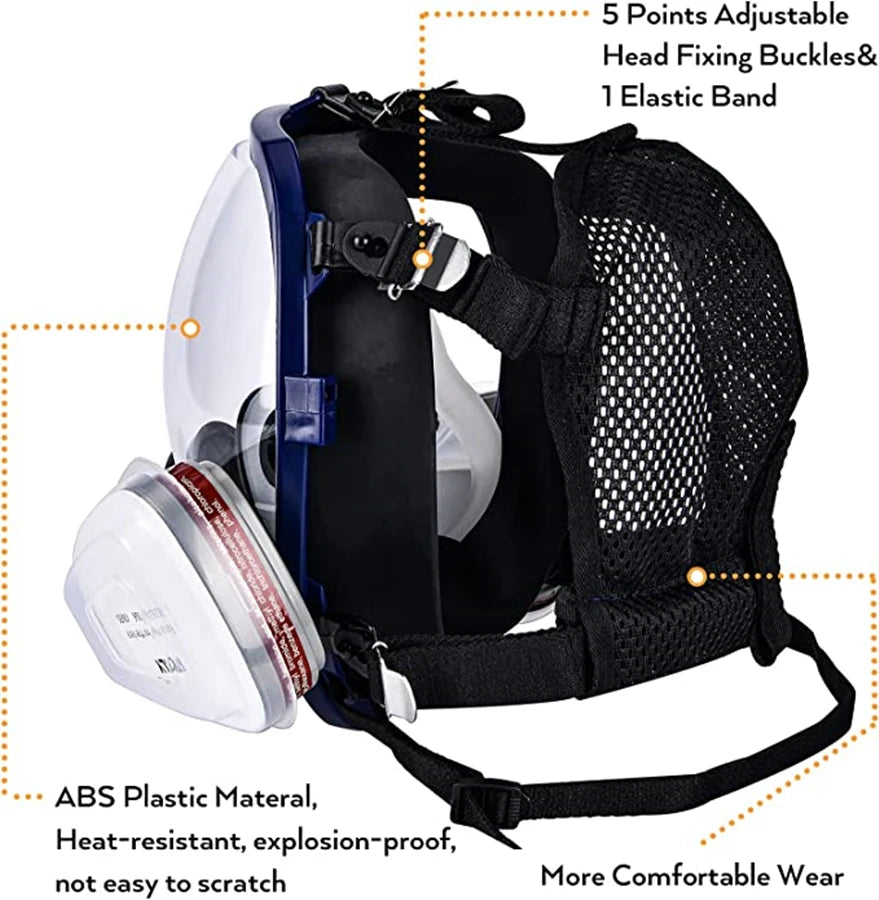 Full Face Chemical Respirator Mask with Anti-Fog Visor