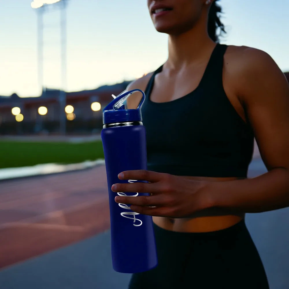 Personalized Engraved Stainless Steel Water Bottle with Straw