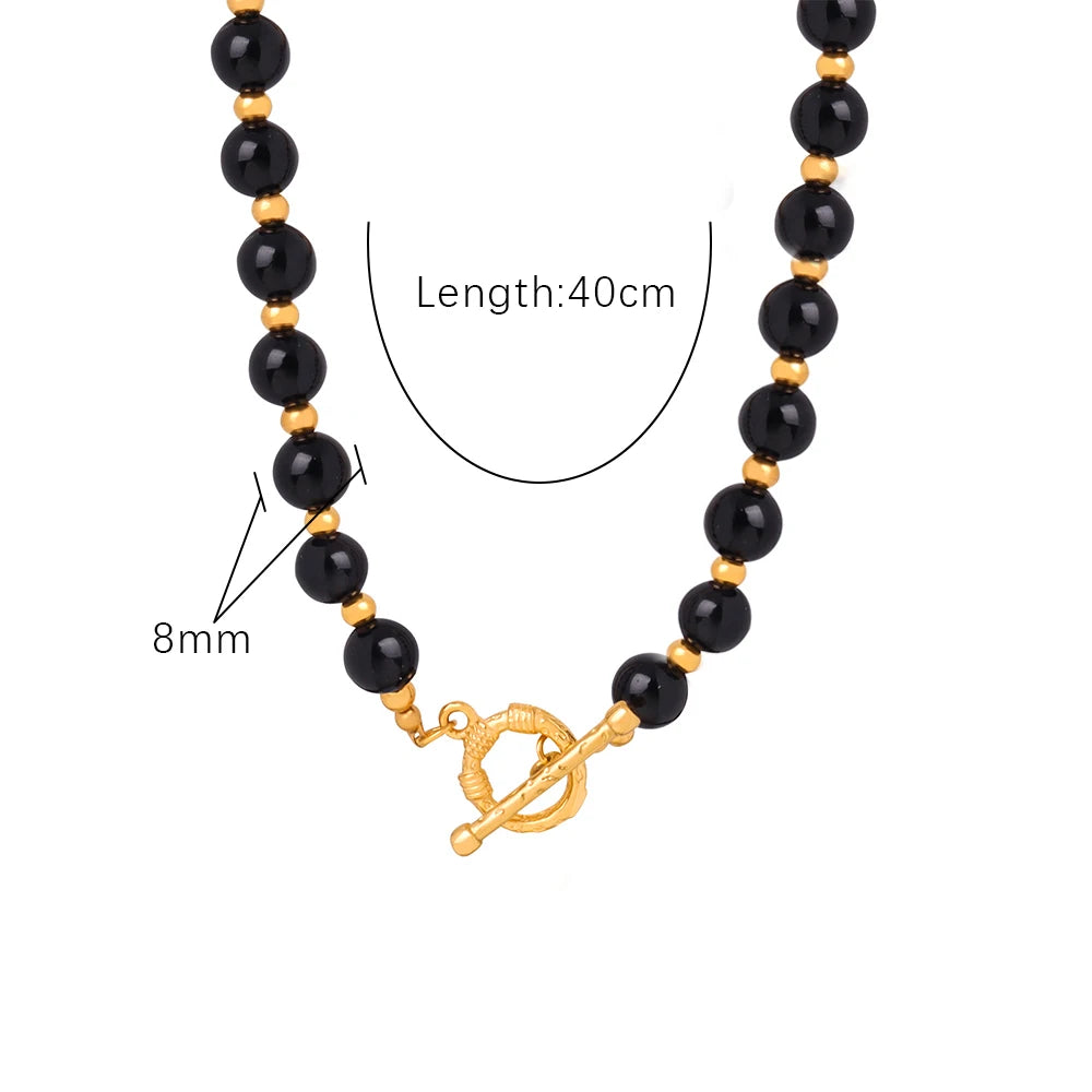 Collier en Perles d'Agate Vintage