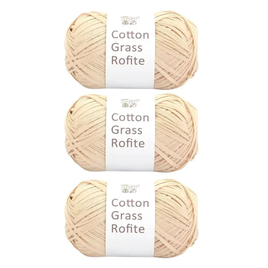 Natural Cotton Raffia Yarn – 3 Ball Set for Crochet, Knitting & Crafting