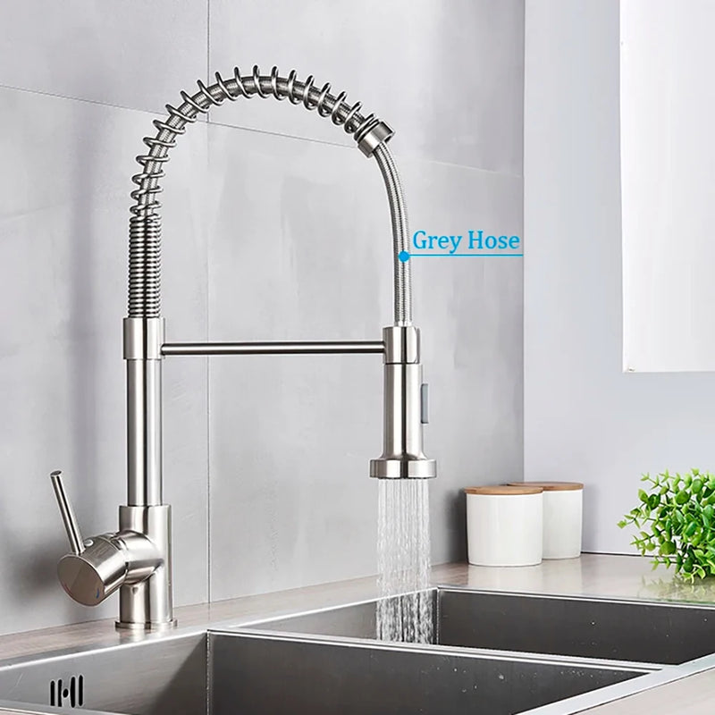 Matte Black Pull-Down Kitchen Faucet with Dual-Mode Spray Head