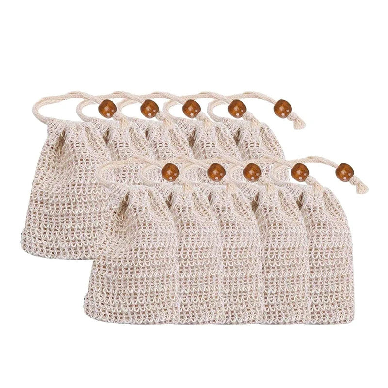 Natural Sisal Soap Saver Bag with Exfoliating Mesh