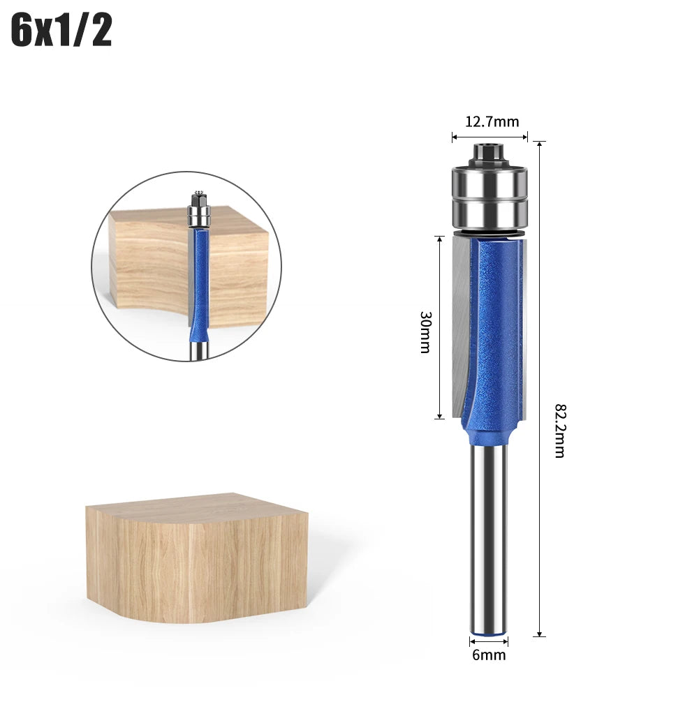 Flush Trim Router Bits with Dual Bearings – Set of 4 Sizes