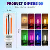 A white USB touch-dimmable LED night light with warm filament glow shown alongside seven available colors.