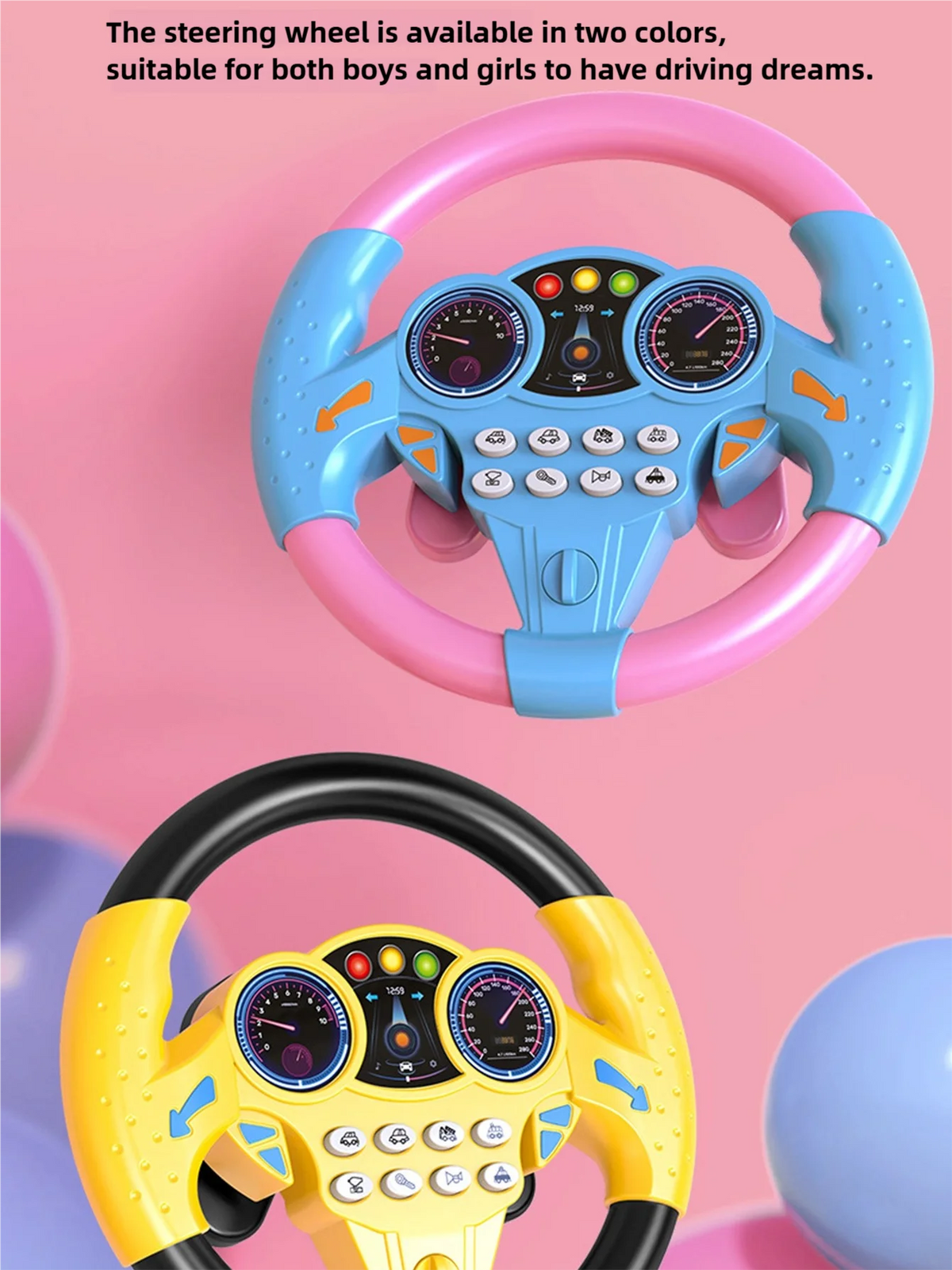 360° Rotating Music Steering Wheel Toy for Kids