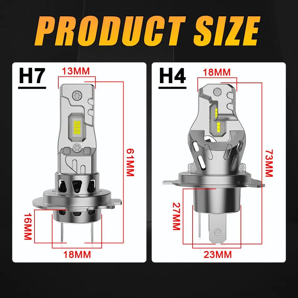 H7 LED Headlight Bulbs with Advanced Cooling (2-Pack)
