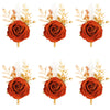 Burnt Orange Silk Boutonniere Set for Wedding Groom and Groomsmen