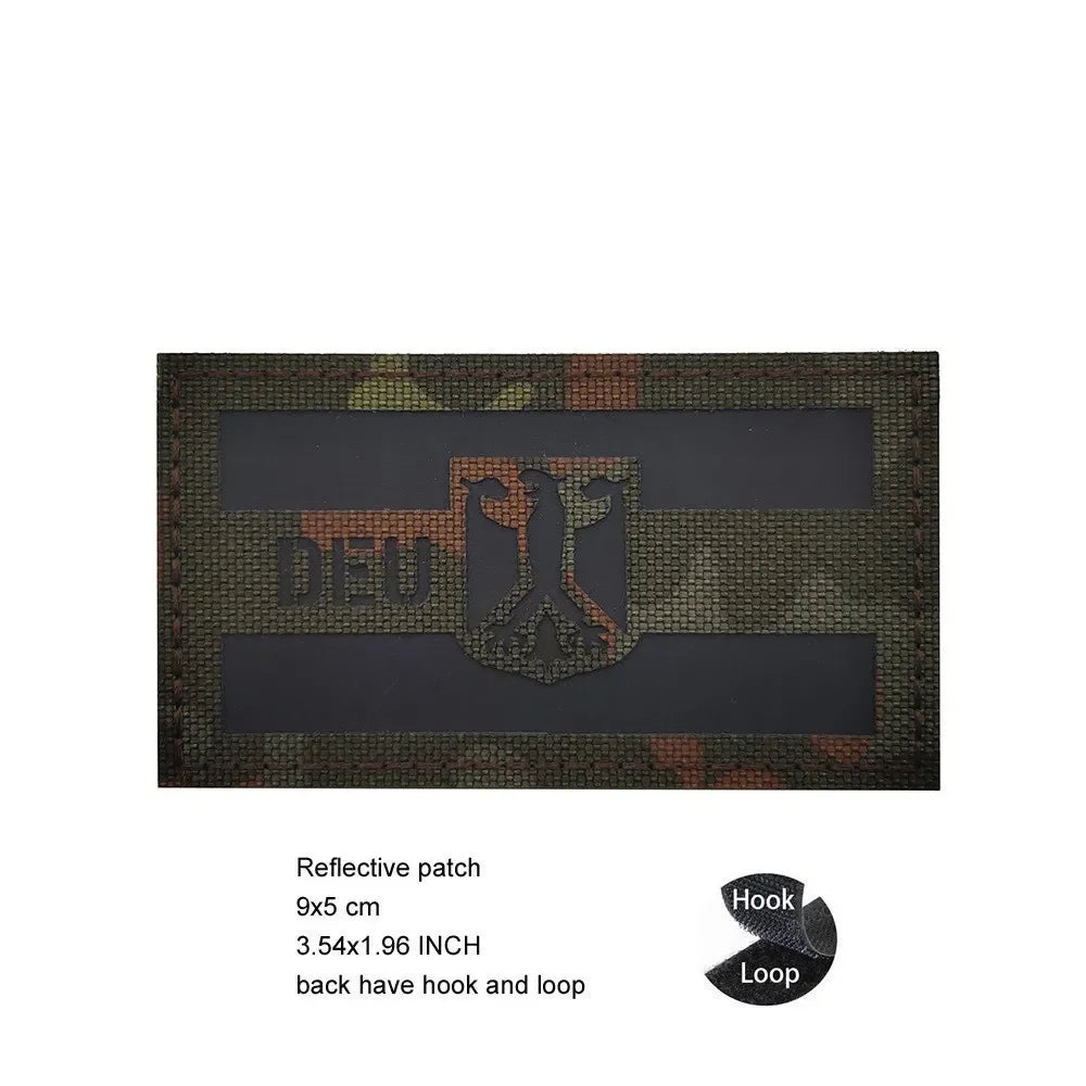 Luminous Reflective German Eagle Patch with Hook-and-Loop Backing