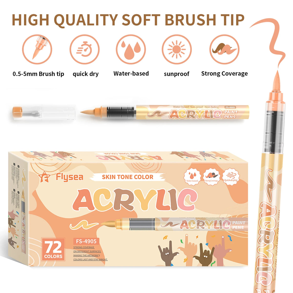 Skin Tone Acrylic Paint Markers, Soft Brush Tip for Portraits & Crafts