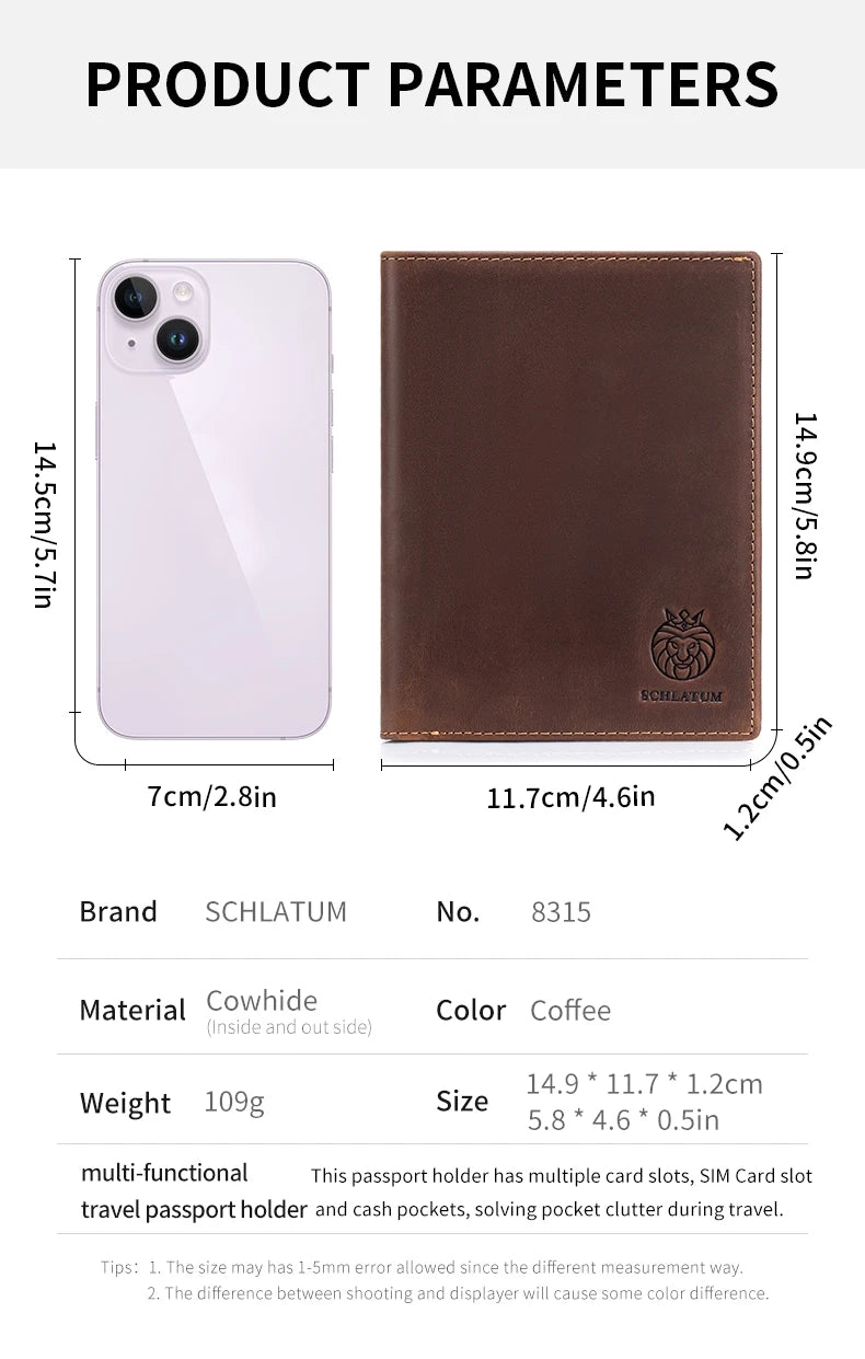 Vintage Genuine Leather Passport Holder with RFID Blocking