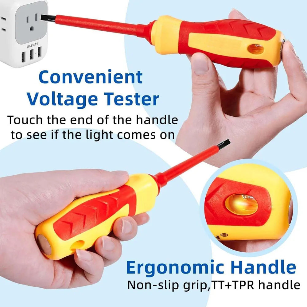 Insulated 1000V Magnetic Screwdriver Set for Electricians
