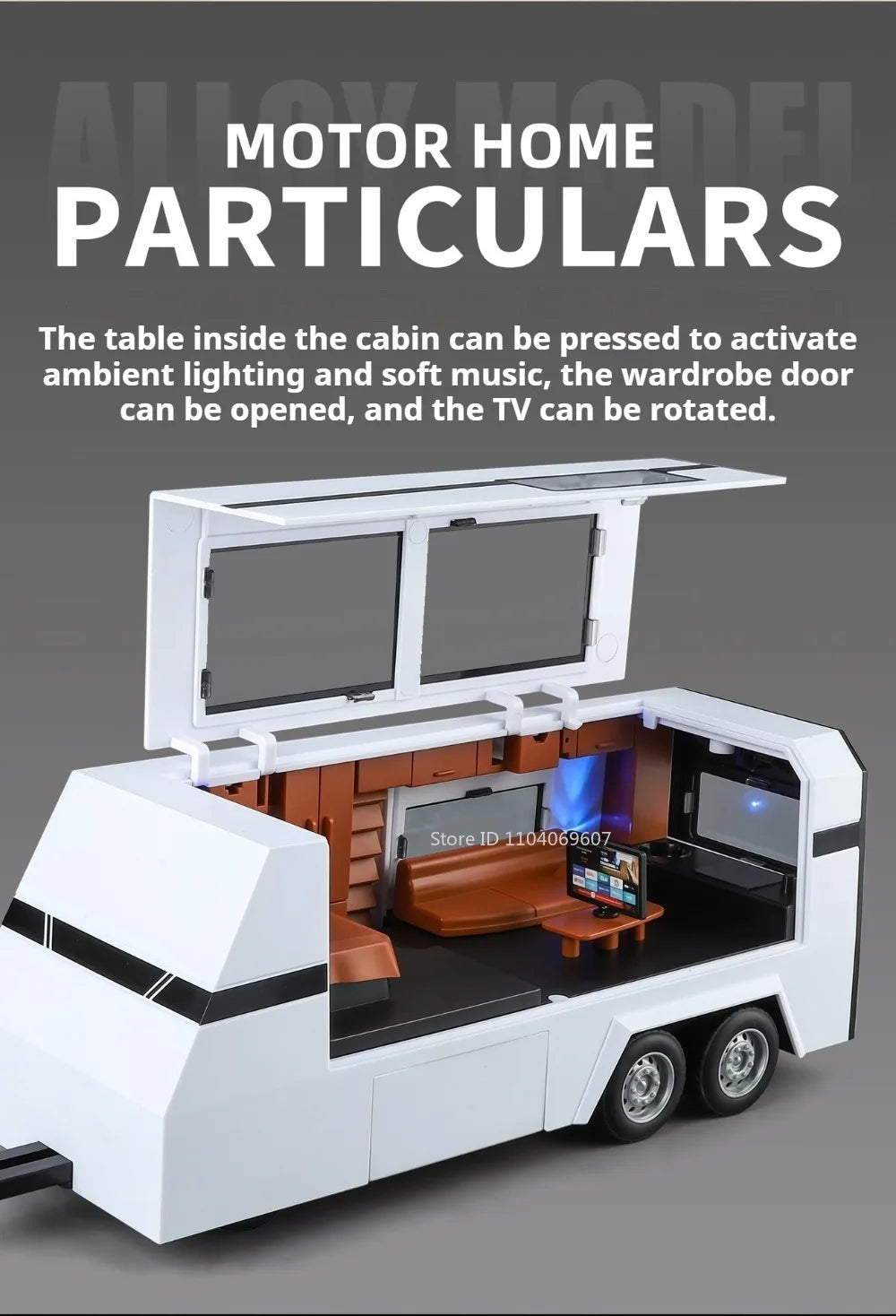 1:24 Diecast Pickup Truck and RV Camper Set with Lights and Sounds
